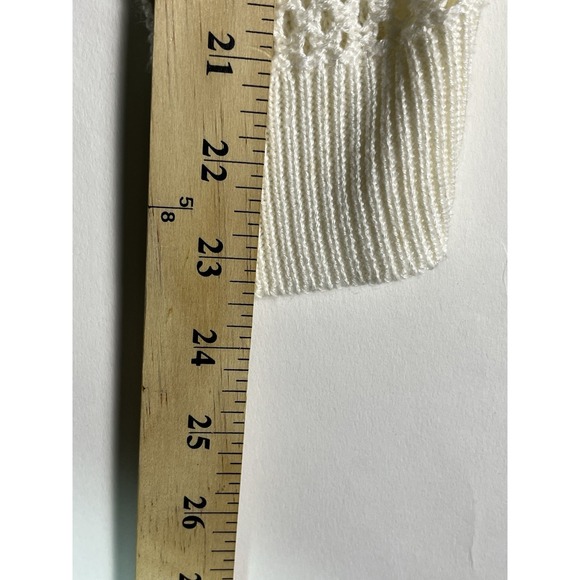 Apt 9 Open Knit Crochet Lace Detail Pullover Soft Light-Weight Sweater Ivory Med - Picture 4 of 9